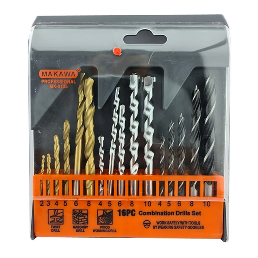 BROCA MAKAWA JUEGO MADERA CEMENTO METAL 16 PIEZAS MK0125 - 1