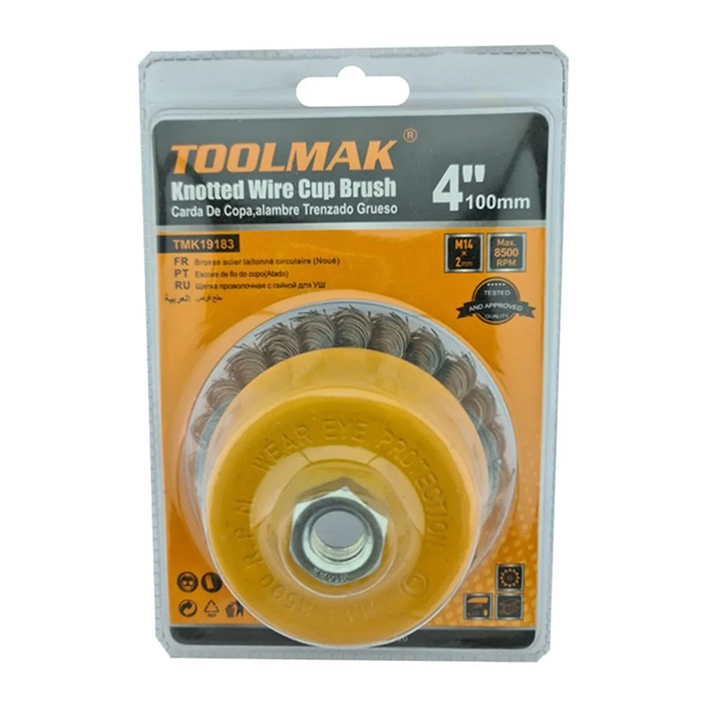 ESCOBILLA TOOLMAK COPA TRENZADA TORCIDA 100MM ESMERIL TMK19183 - 1