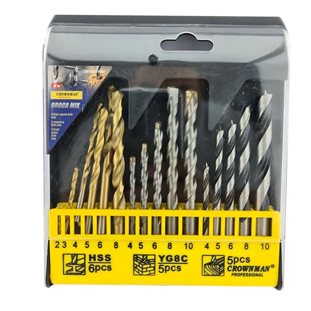 BROCA CROWNMAN JUEGO MADERA CEMENTO METAL 16 PIEZAS CMBR51601 - 1