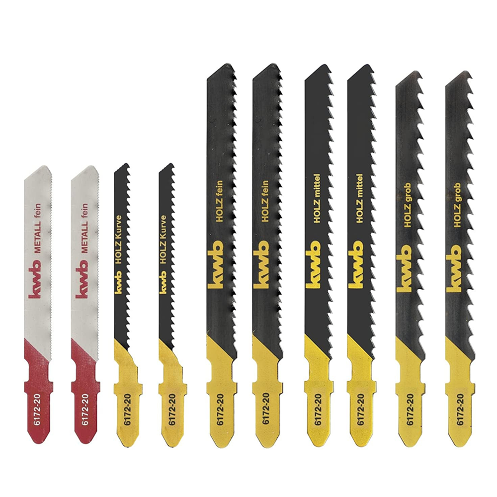 SET 10 HOJAS PARA SIERRA CALADORA MADERA - METAL KWB 617220 - 1