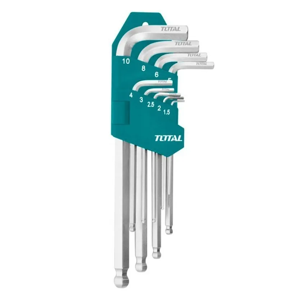 SET LLAVES TOTAL TOOLS MEDIANAS ALLEN HEXAGONAL THT106291 9 PIEZAS - 1
