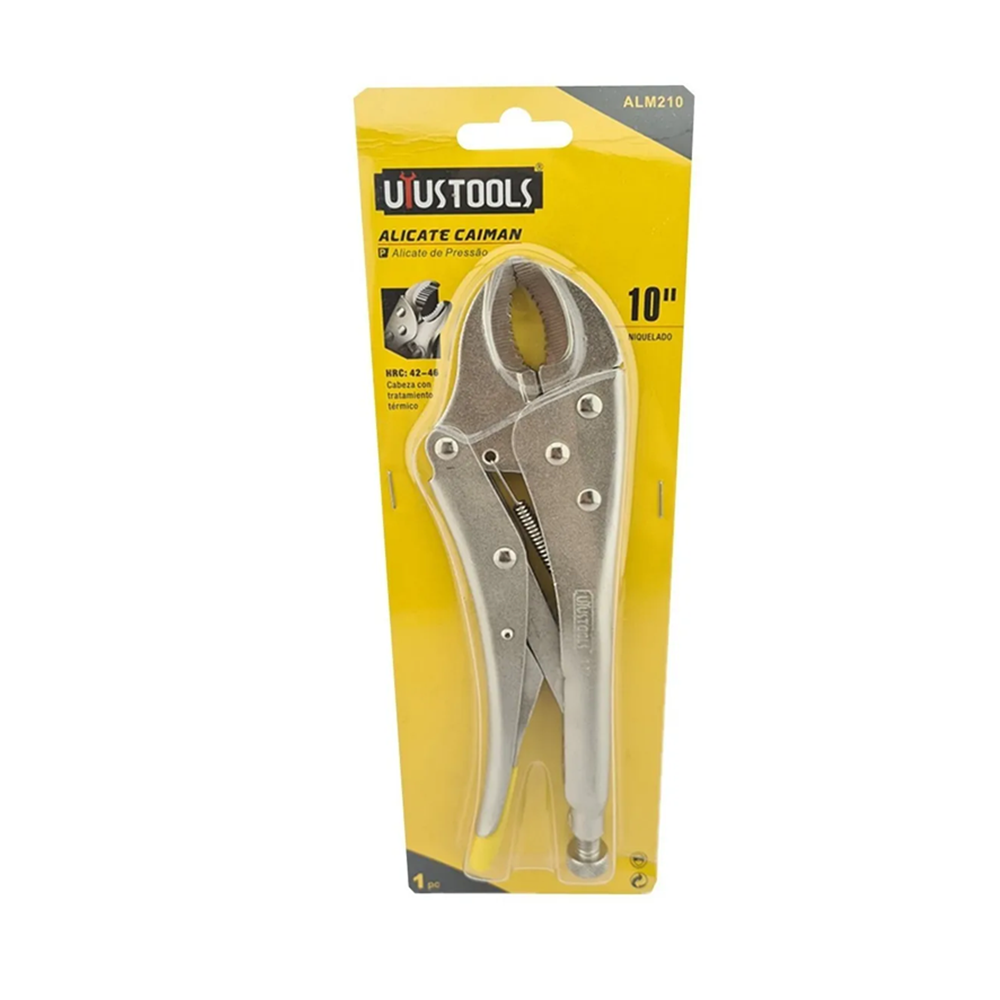 ALICATE UYUSTOOLS CAIMAN PRESION BOCA CURVA 10" ALM210 - 1