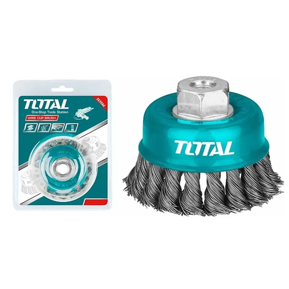 ESCOBILLA DE COPA TRENZADA TORCIDA 100MM ESMERIL TOTAL TAC32041 - 2