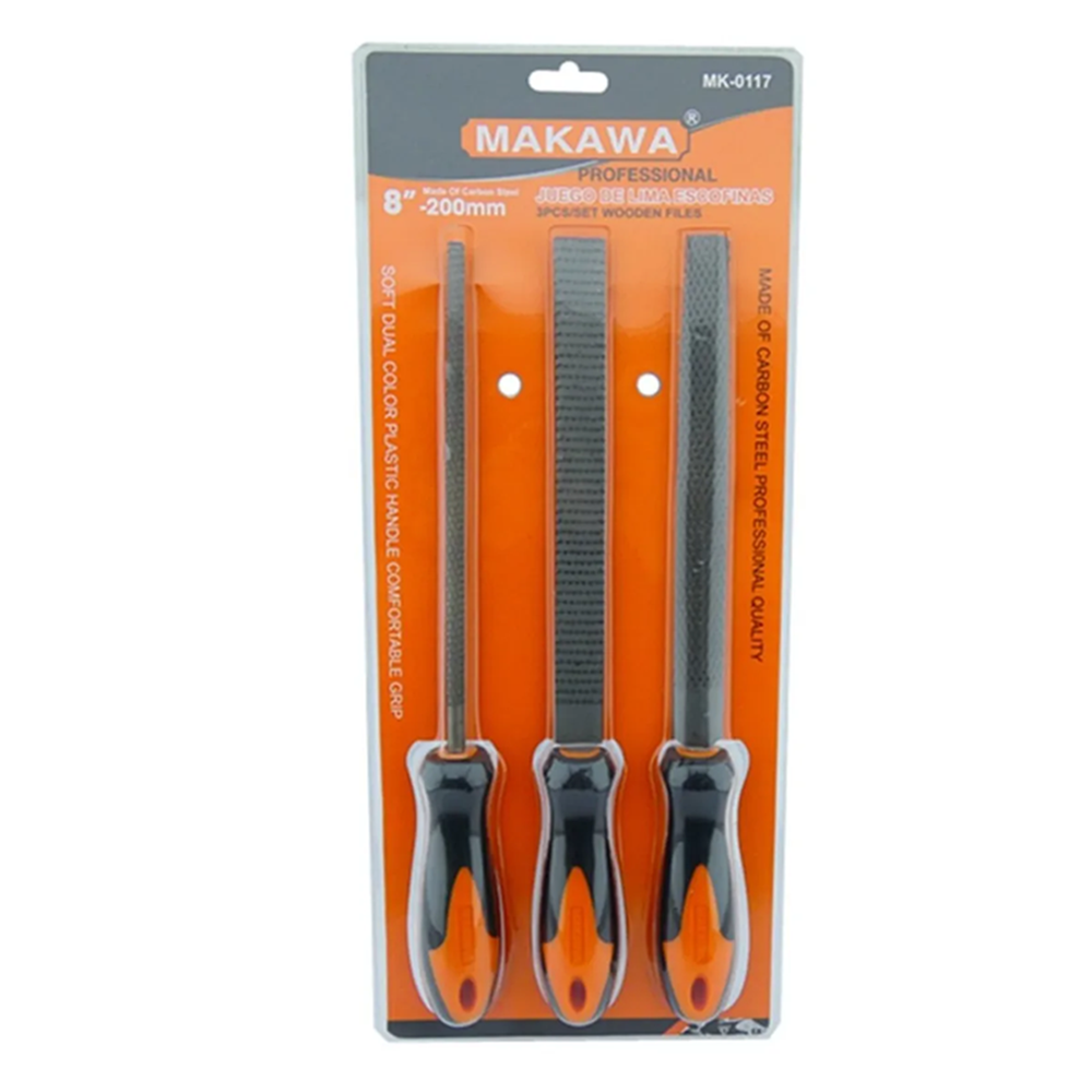 SET LIMAS MAKAWA ESCOFINAS MADERA 8" MK0117 3 PIEZAS - 1