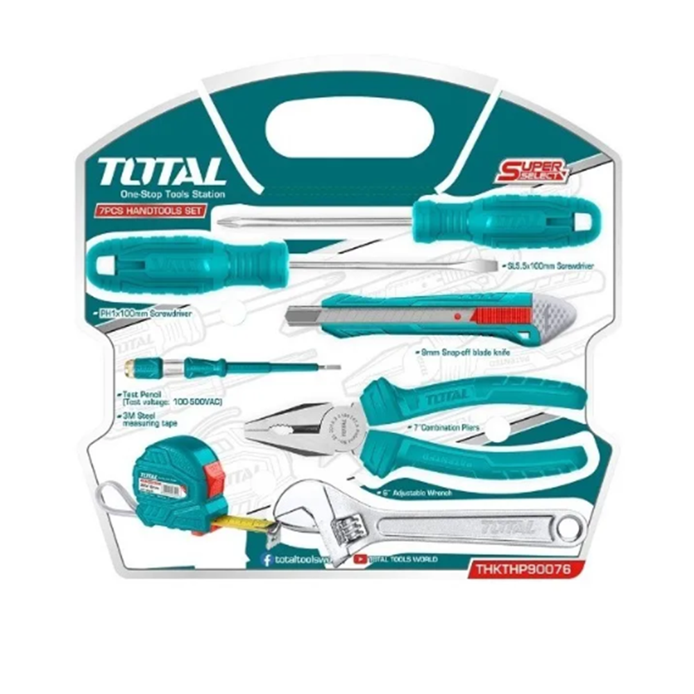 JUEGO DE HERRAMIENTAS MANUALES MULTIUSOS 7 PIEZAS TOTAL THKTHP90076 - 1