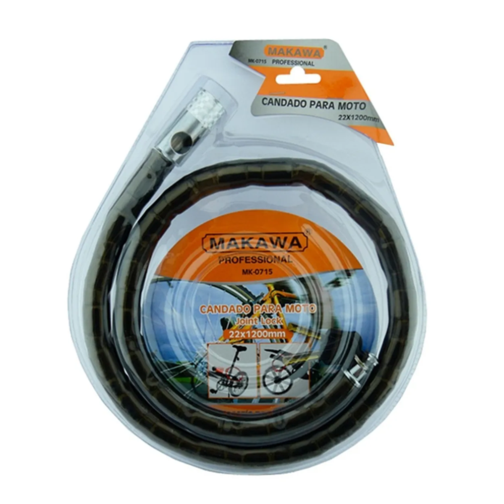 CANDADO CADENA PARA MOTOS BICICLETA 22X1200MM MAKAWA MK0715 - 1