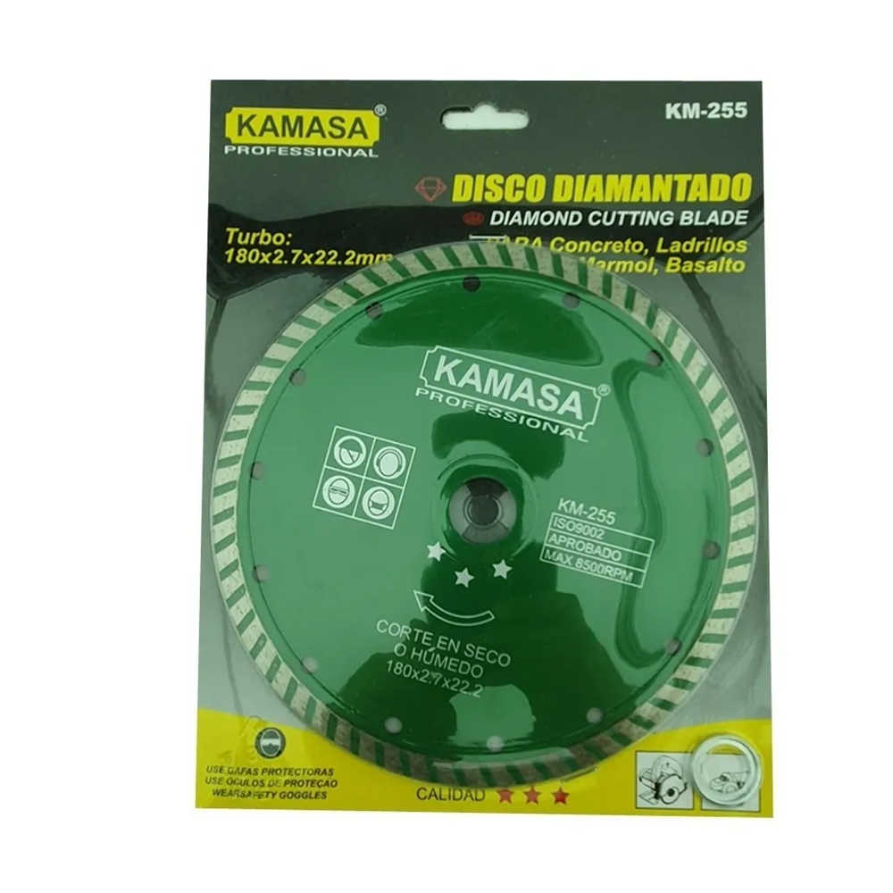DISCO KAMASA DIAMANTADO 7 180MM CORTE SIERRA TURBO CONCRETO KM255 - 2