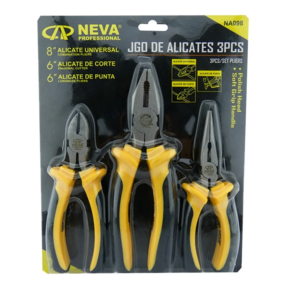 KIT SET JUEGO DE ALICATES 3 PIEZAS NEVA NA098 - 1