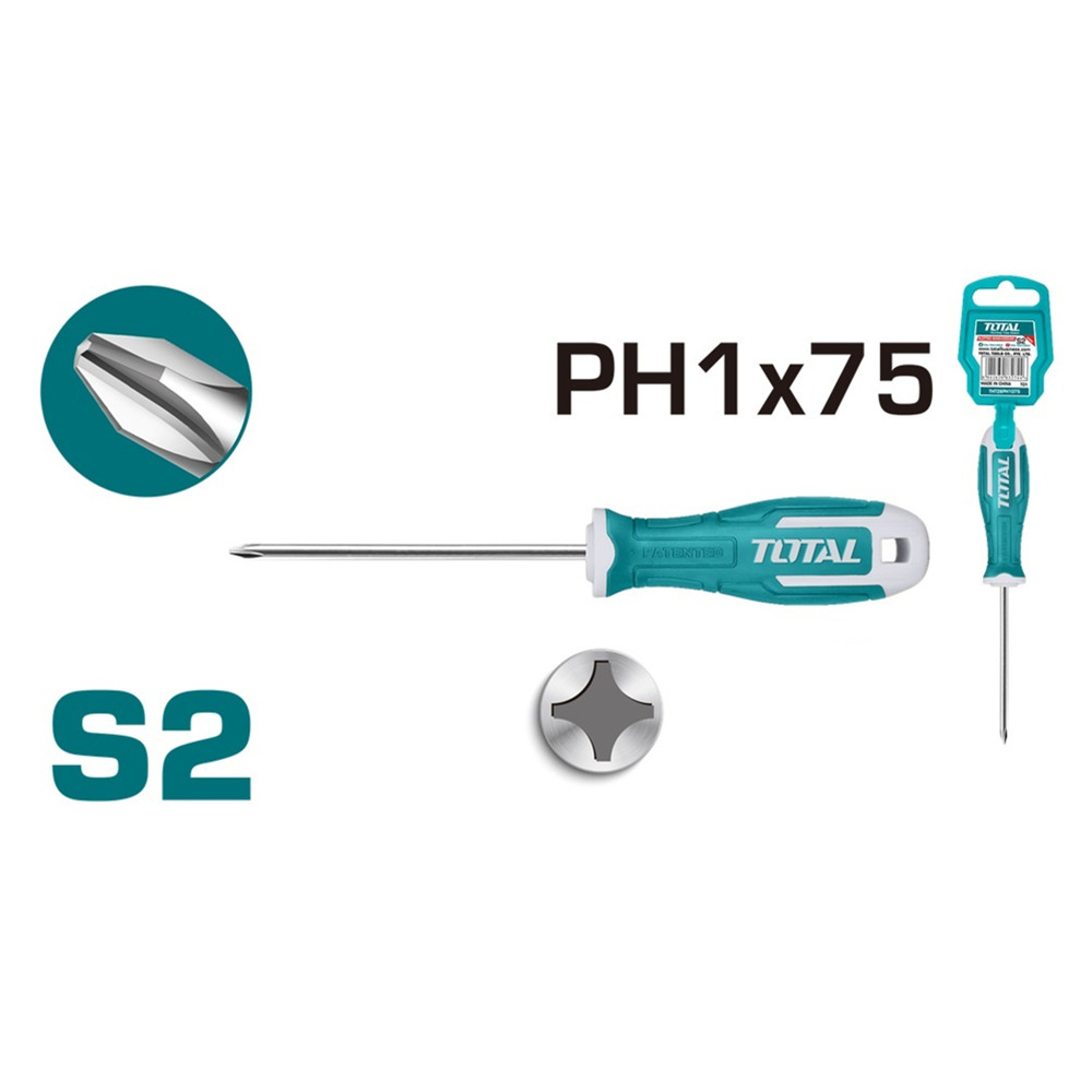 DESTORNILLADOR TOTAL TOOLS CRUZ S2 PH1 75MM THT26PH1075 - 2