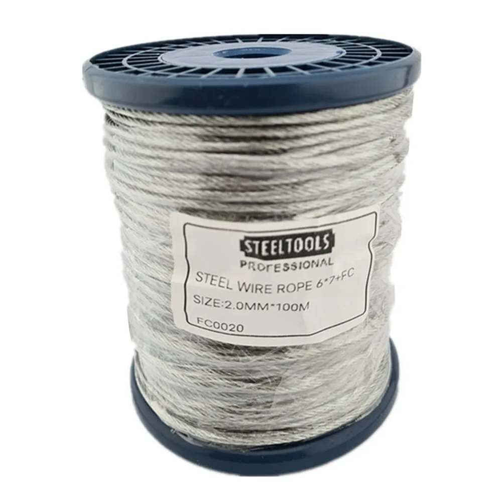 PIOLA STEELTOOLS CABLE ACERO 2.0 MM ROLLO 100 METROS GALVANIZADO - 1