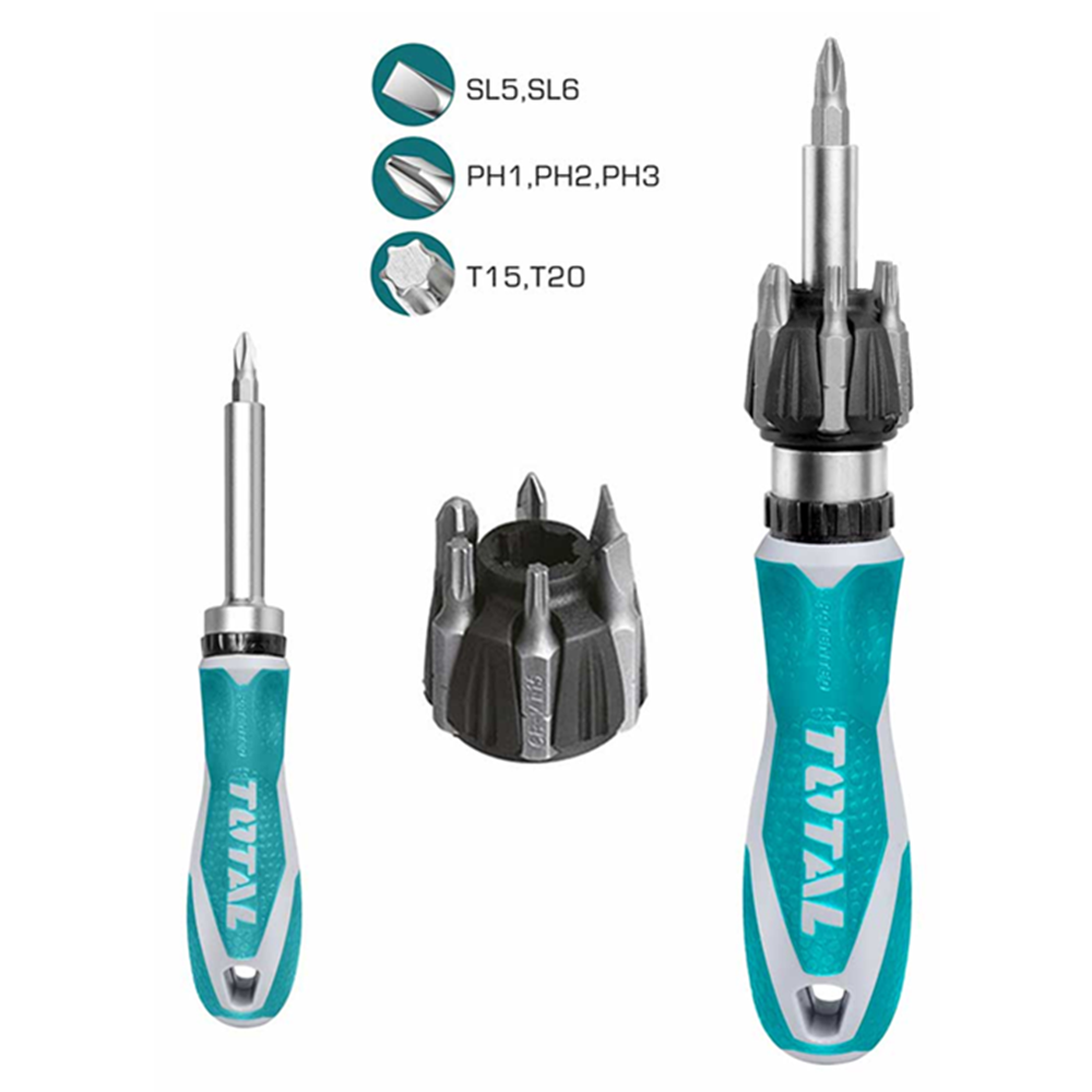SET DESTORNILLADOR TOTAL TOOLS RATCHET TACSD30086 8 PIEZAS - 2