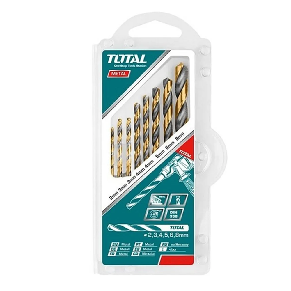 BROCA TOTAL TOOLS KIT SET JUEGO METAL 8 PIEZAS TACSD0801 - 1