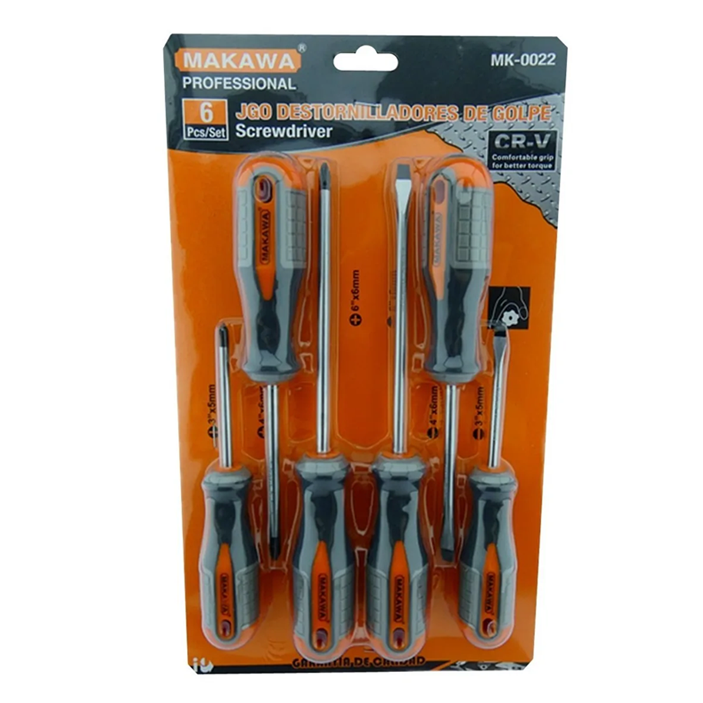 SET DESTORNILLADORES MAKAWA GOLPE MK0022 6 PIEZAS - 1
