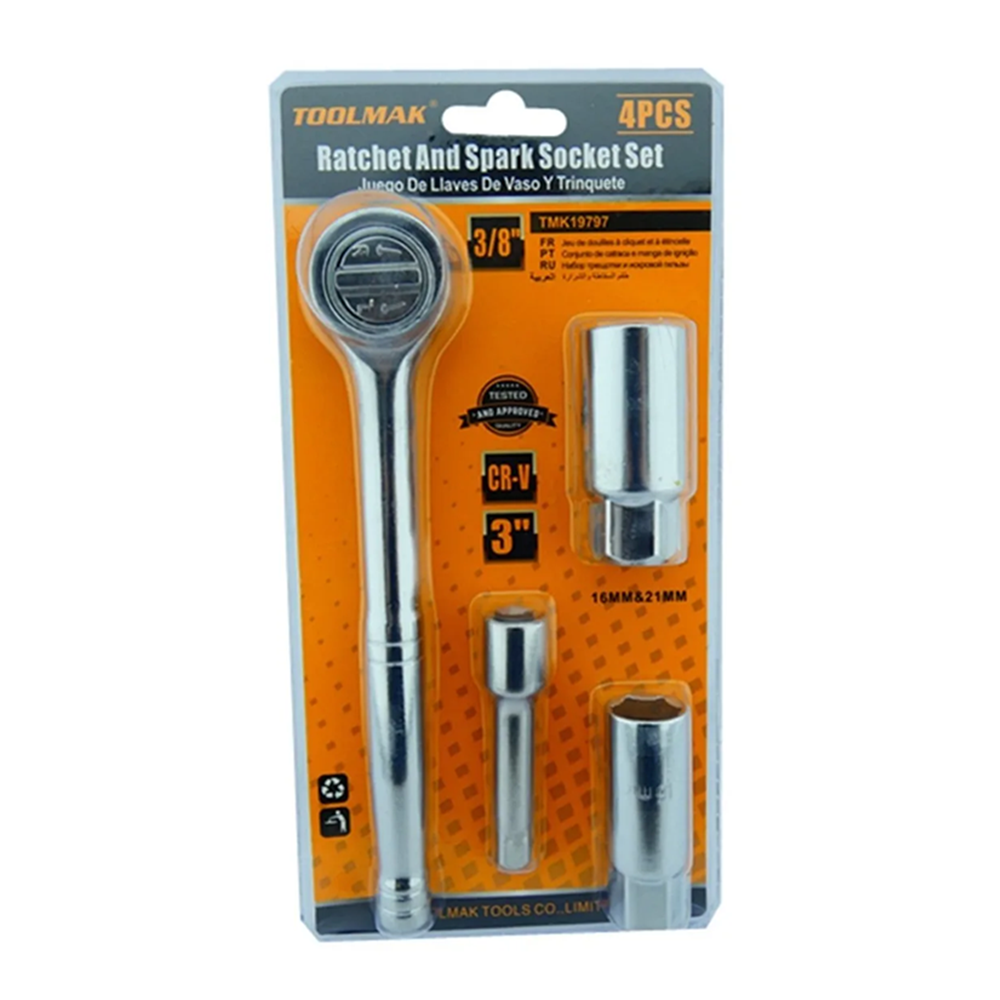 SET DADOS TOOLMAK CHICHARRA 3/8 TMK19797 4 PIEZAS - 1