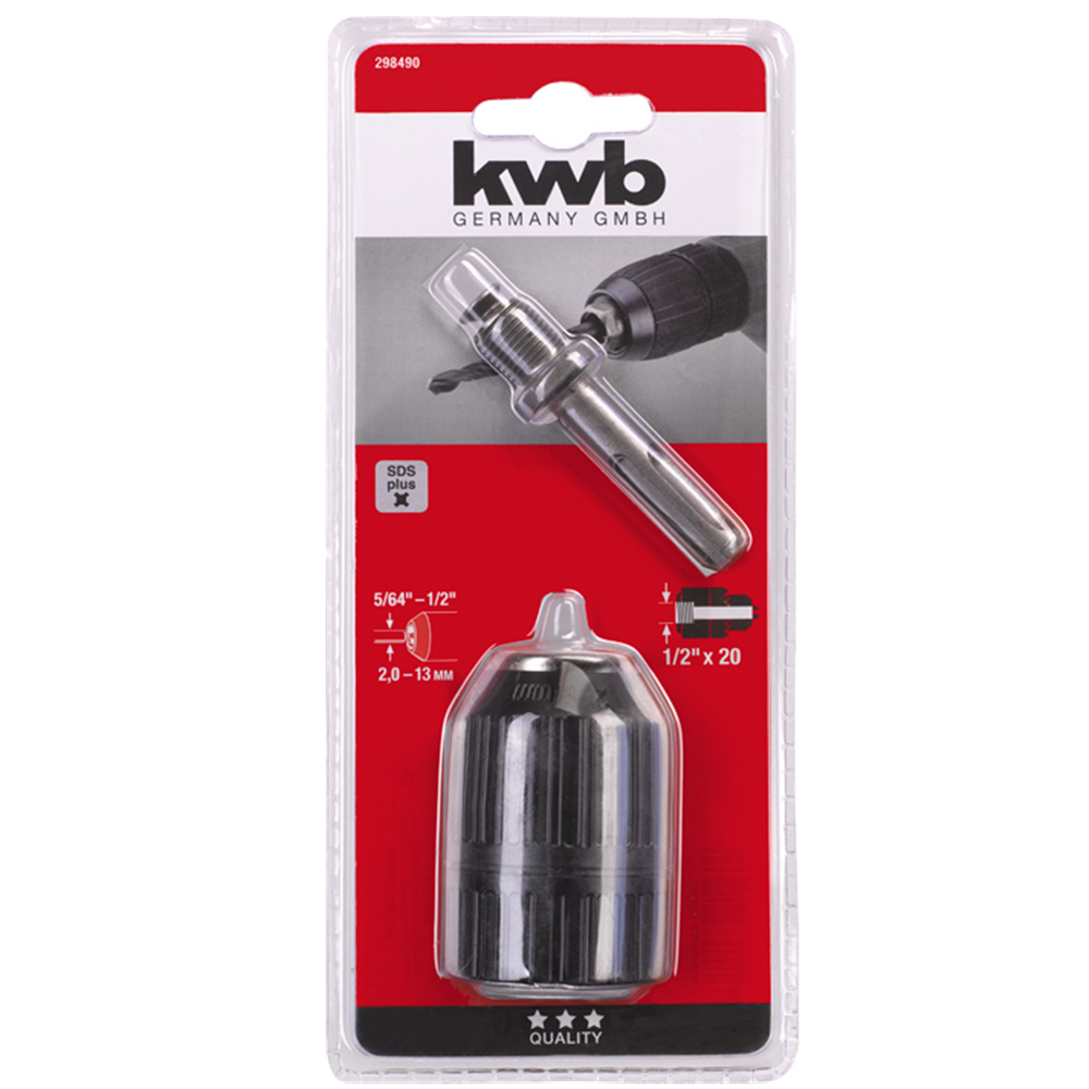 MANDRIL TALADRO 13MM + ADAPTADOR SDS PLUS KWB 298490