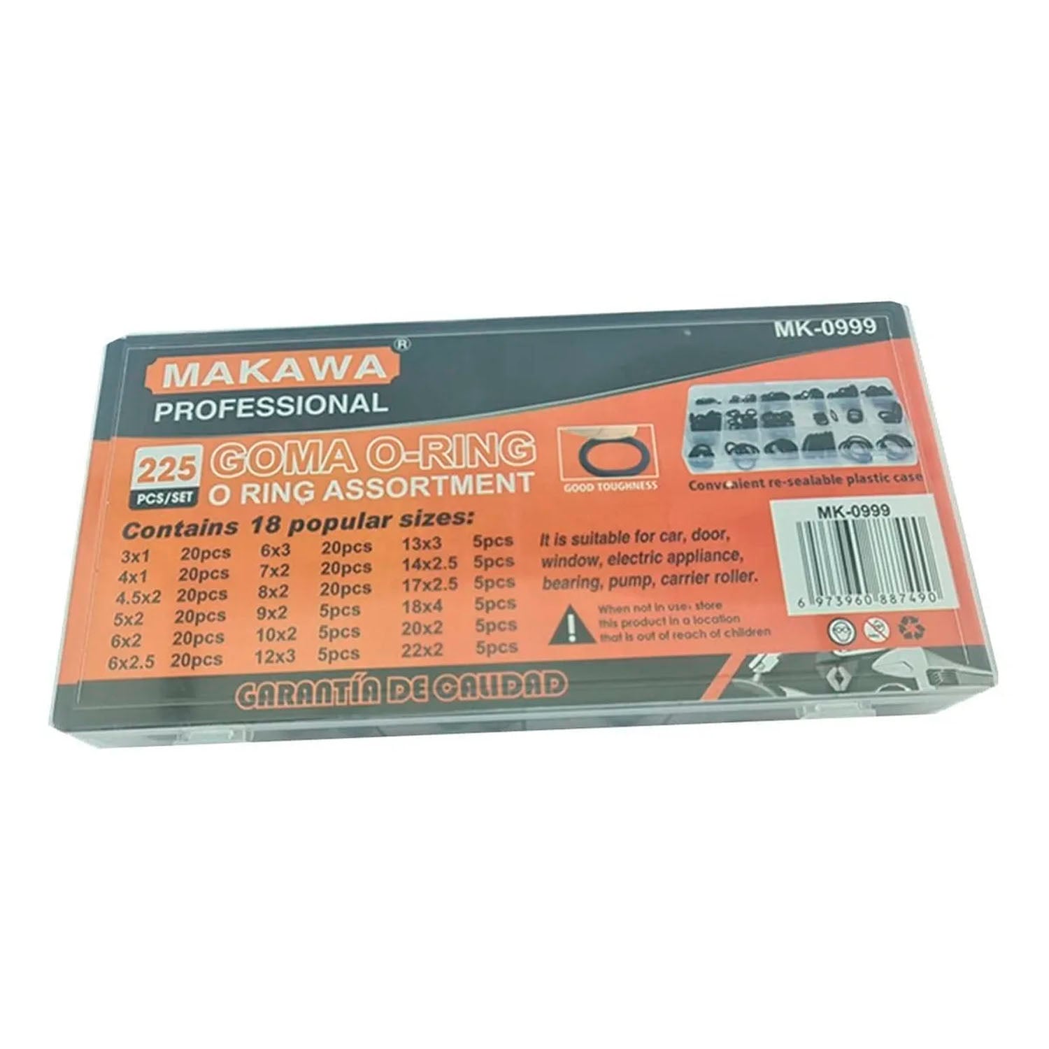 JUEGO ORRINES O-RING UNIVERSALES 225 PIEZAS MILIMETRO MAKAWA MK0999 - 2