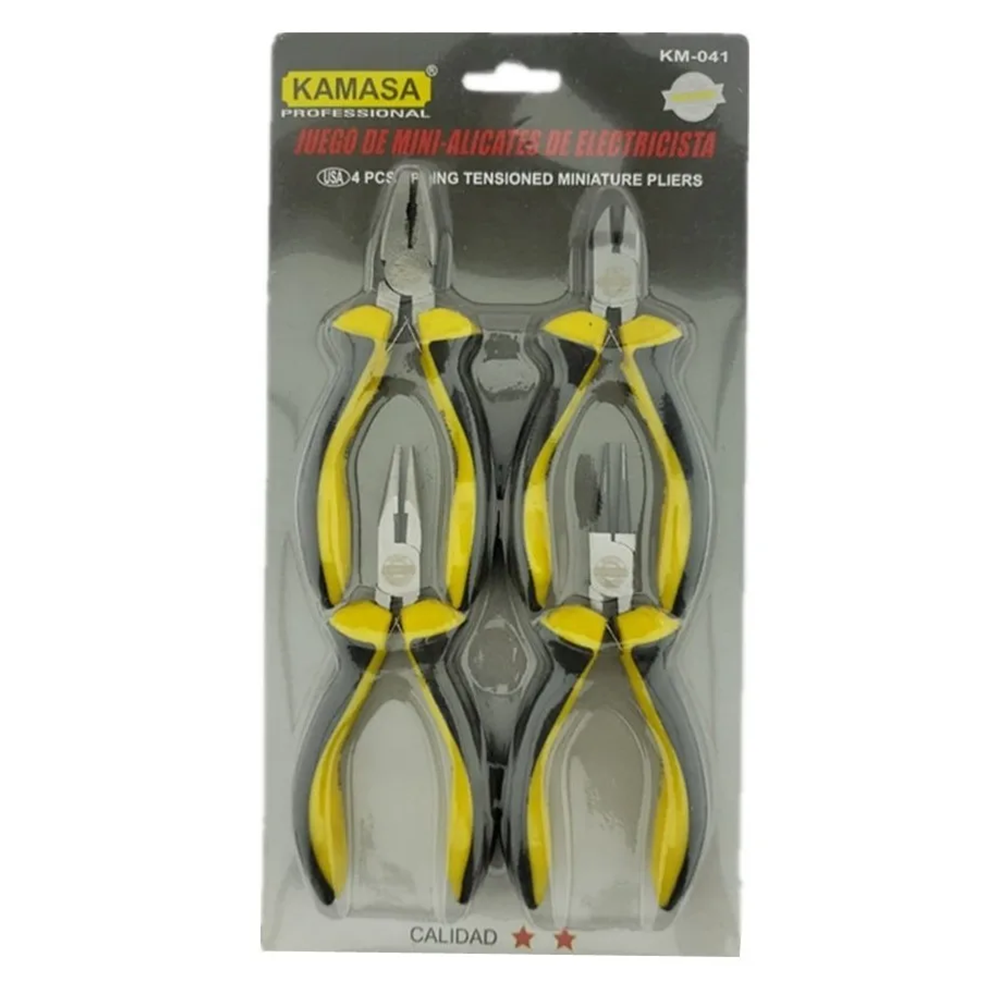 SET ALICATES KAMASA MINI 5" ELECTRICISTA KM041 4 PIEZAS - 1