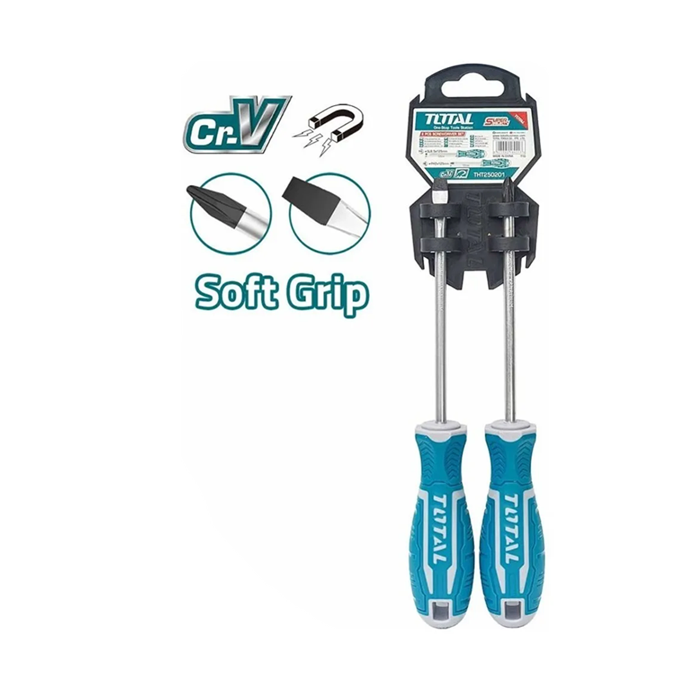 KIT JUEGO DESTORNILLADORES 2 PIEZAS IMANTADO TOTAL THT250201 - 2