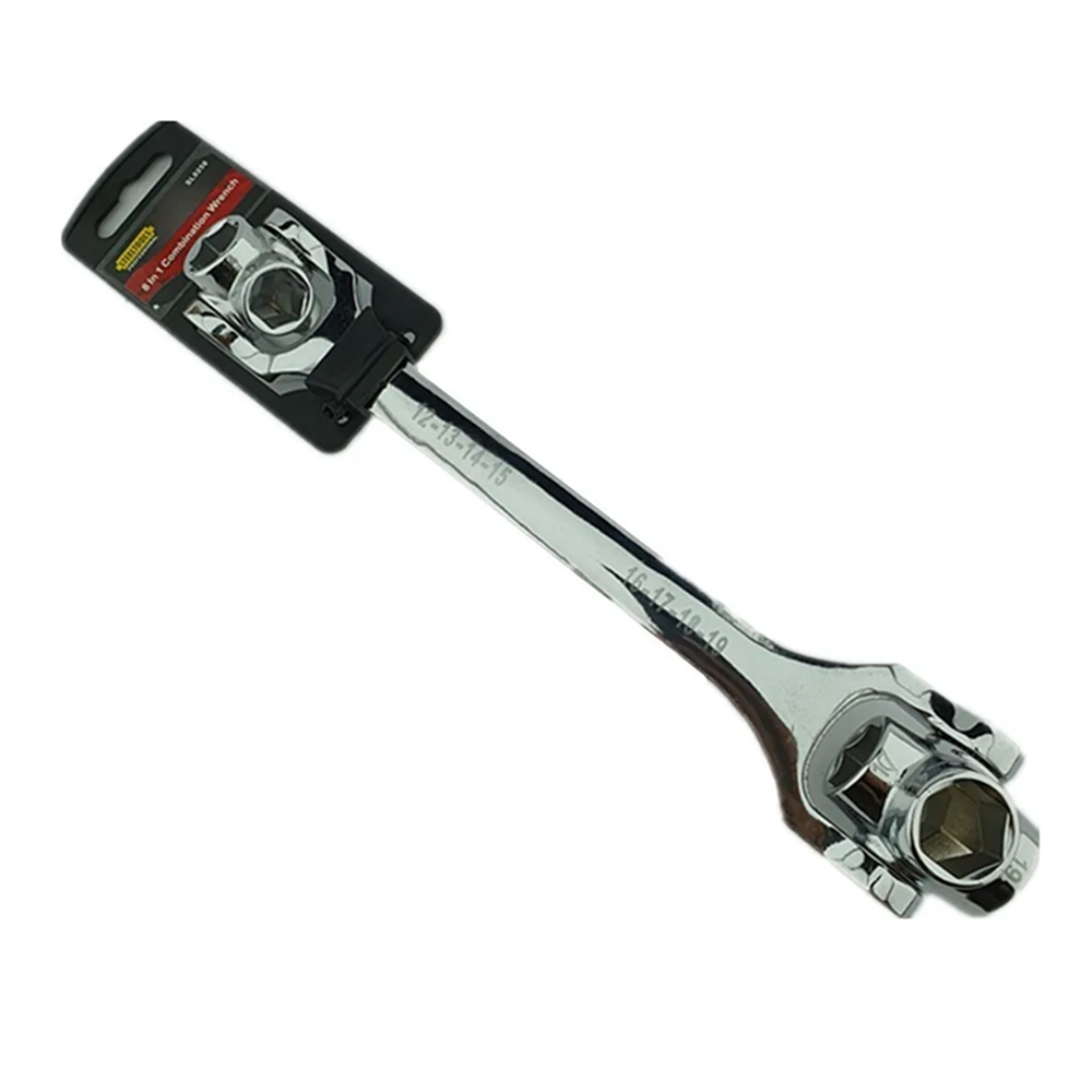 LLAVE UNIVERSAL COMBINADA 8 EN 1 GIRATORIA STEELTOOLS SL0258 - 1