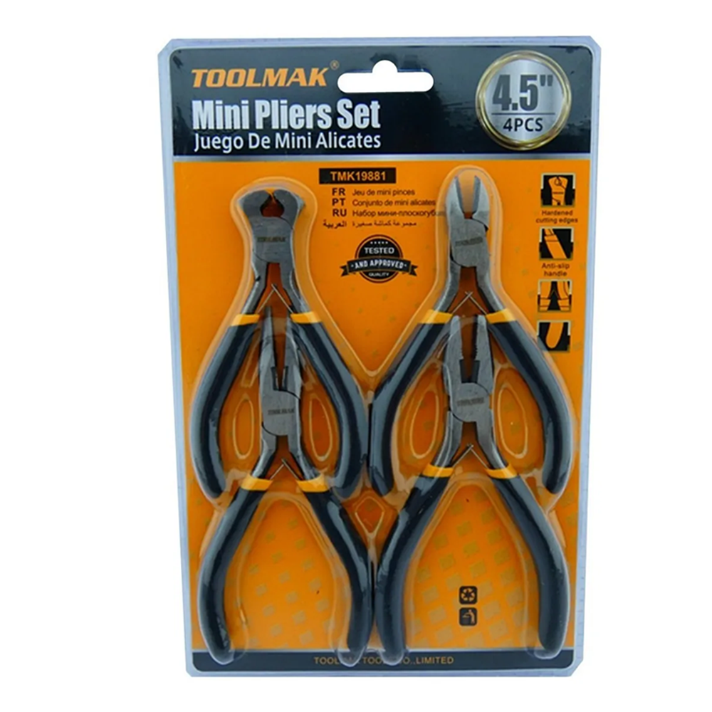 SET KIT JUEGO MINI ALICATES 4.5 PULGADAS 4 PIEZAS TOOLMAK TMK19881 - 1