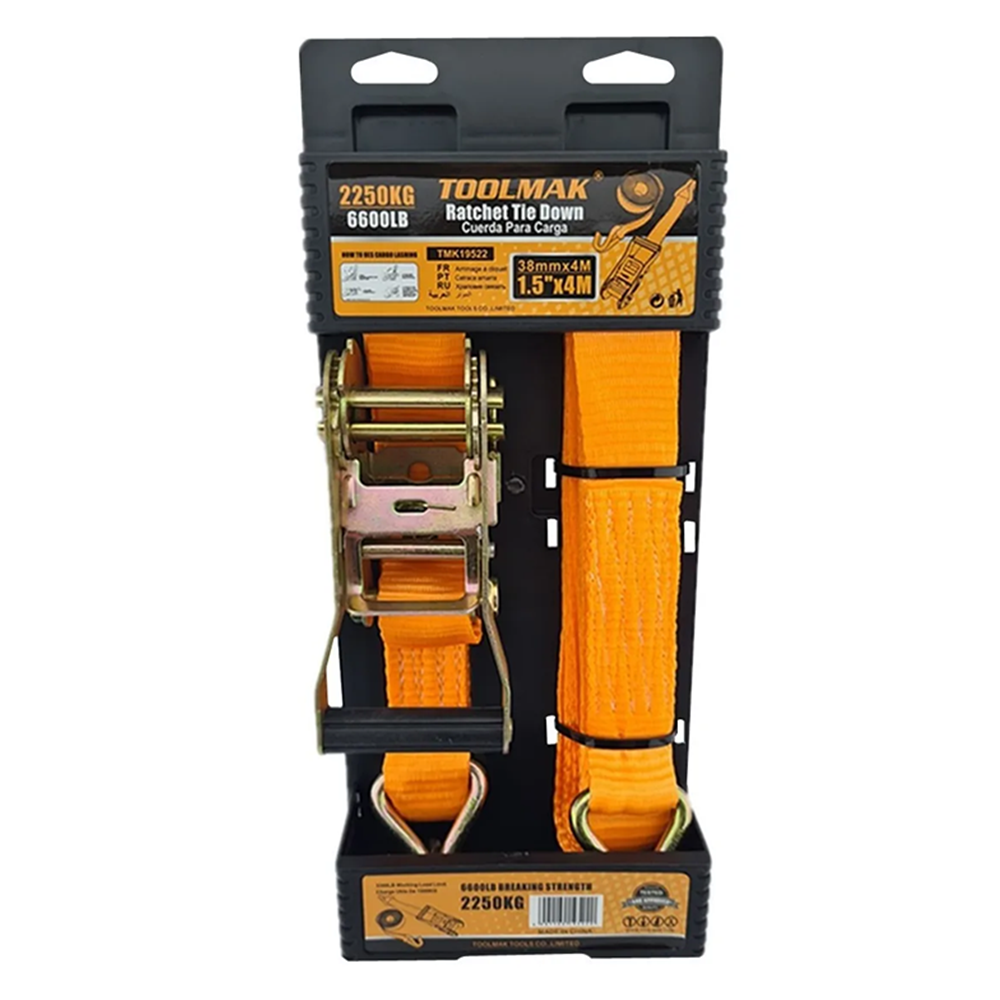 ESLINGA TOOLMAK CINTA AMARRE CON RATCHET 1.5 PULGADA X 4 M TMK19522 - 1