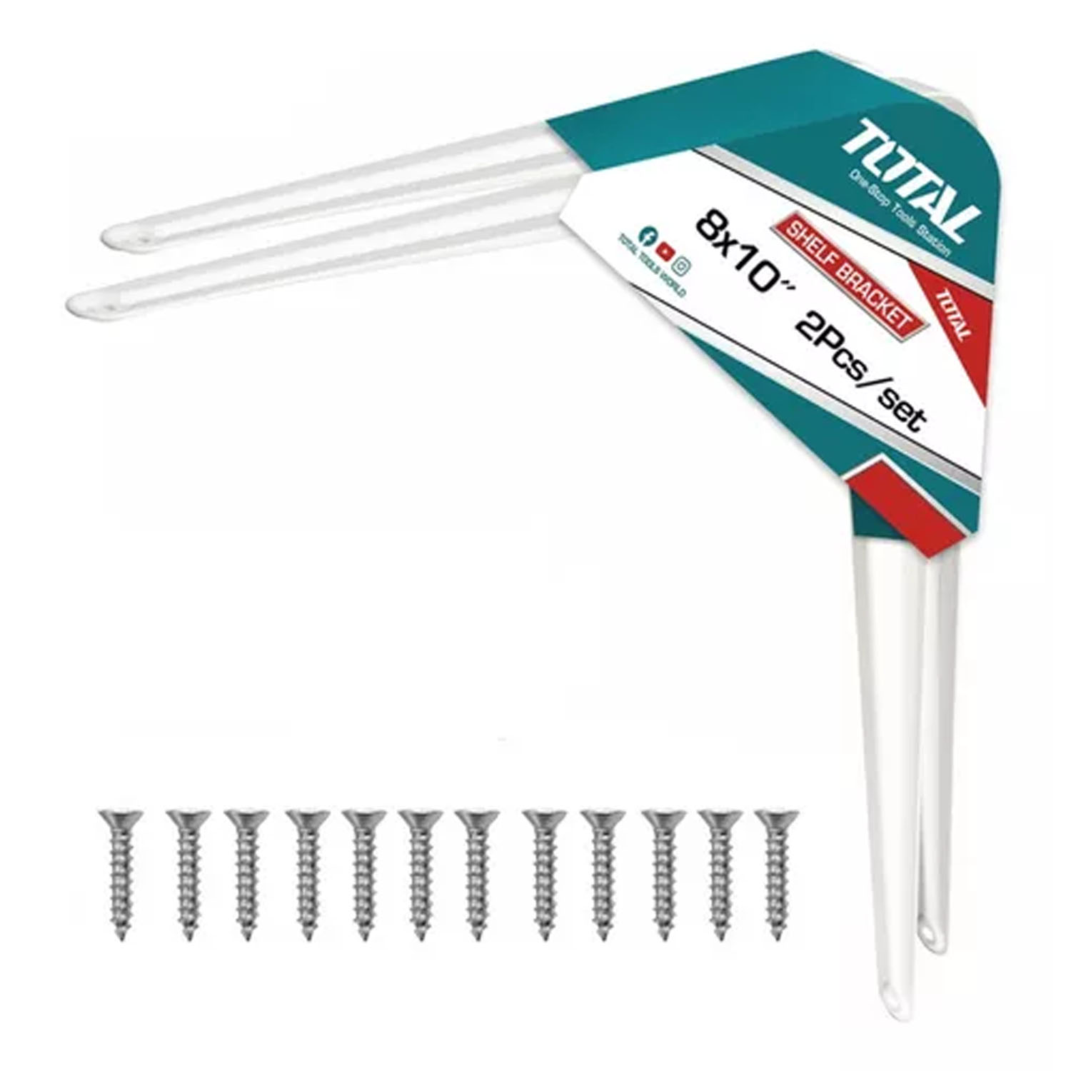 SOPORTE ESCUADRA TOTAL TOOLS TSB10810 ALUMINIO REPISA ESTANTE 8''X10'' 2 UNDS - 1