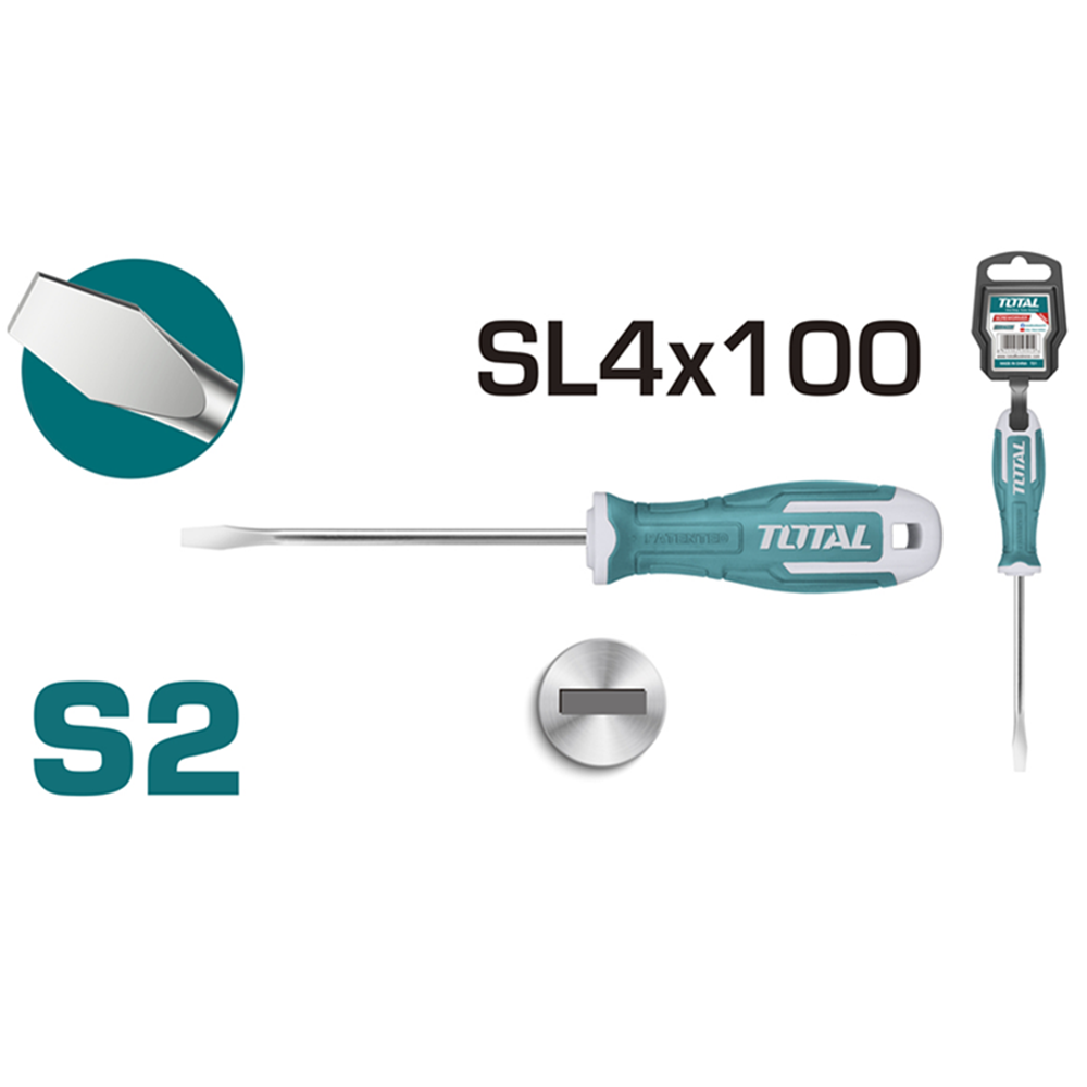 DESTORNILLADOR TOTAL TOOLS THT264100 PALETA S2 SL4 100MM - 2