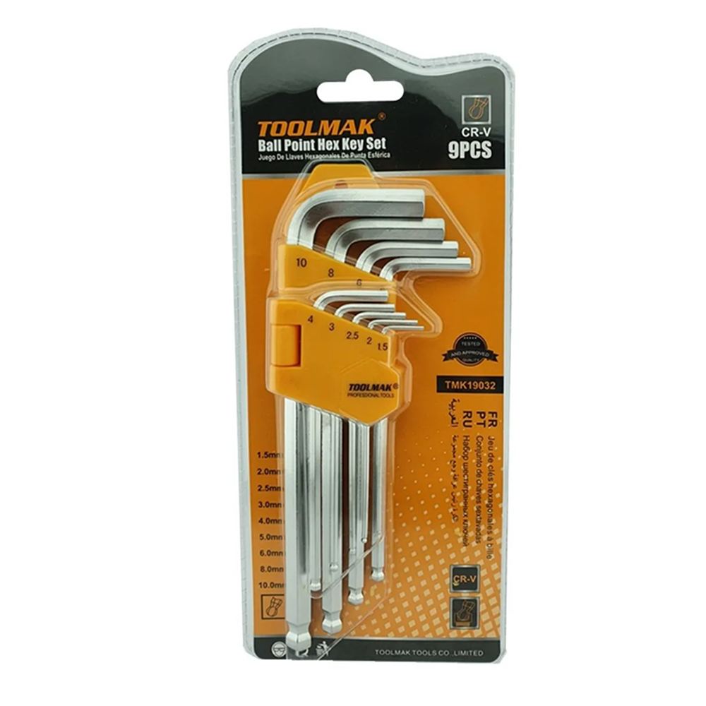 SET LLAVES TOOLMAK MEDIANAS ALLEN HEXAGONAL TMK19032 9 PIEZAS - 1