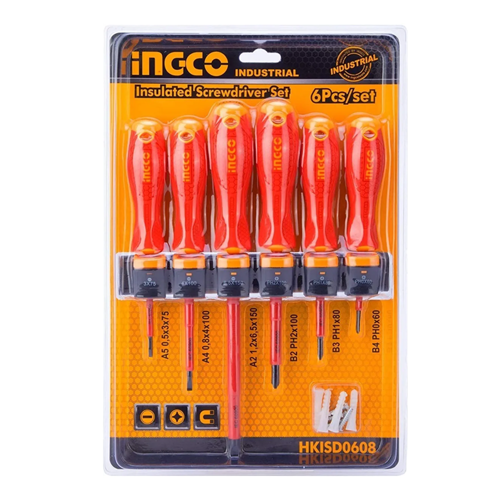 SET DESTORNILLADORES INGCO ELECTRICOS AISLADO HKISD0608 6 PIEZAS - 2