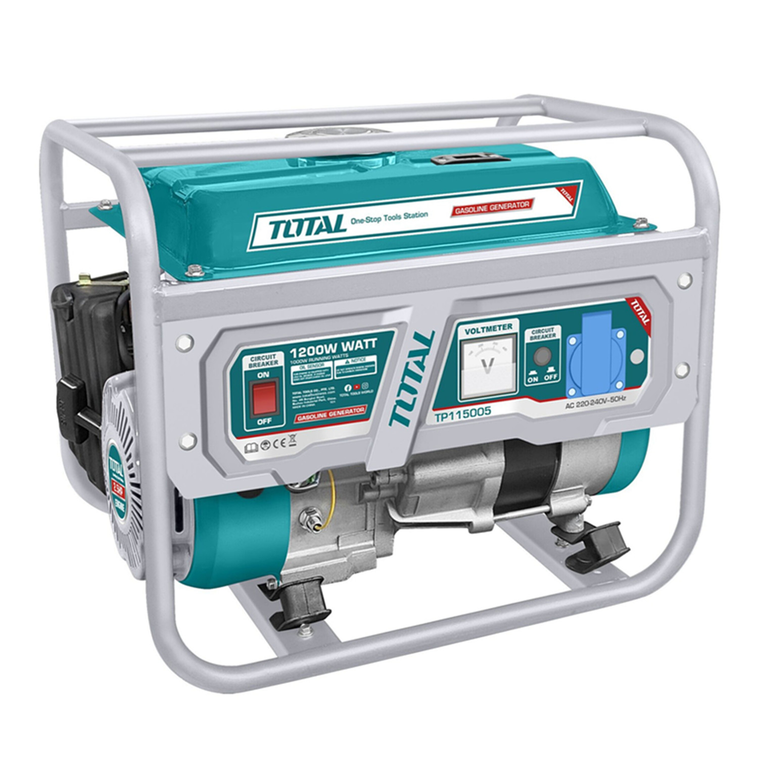 GENERADOR ELECTRICO BENCINERO 5.5L 1200W TOTAL TP115005 - 1