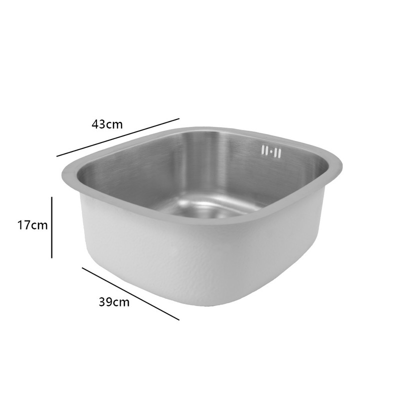 LAVAPLATOS DEKORA 43X39 CM ESPESOR 1MM PLATA EMPOTRAR BAJO CUBIERTA - 6