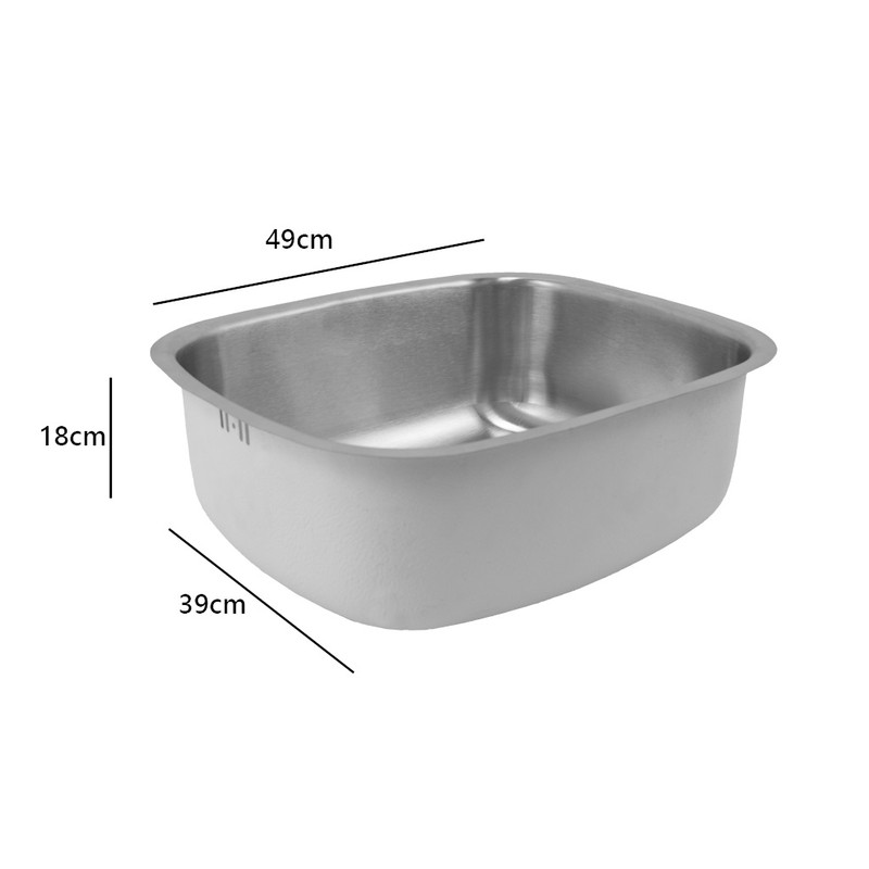 LAVAPLATOS DEKORA 49X39 CM ESPESOR 1MM PLATA EMPOTRAR BAJO CUBIERTA - 3