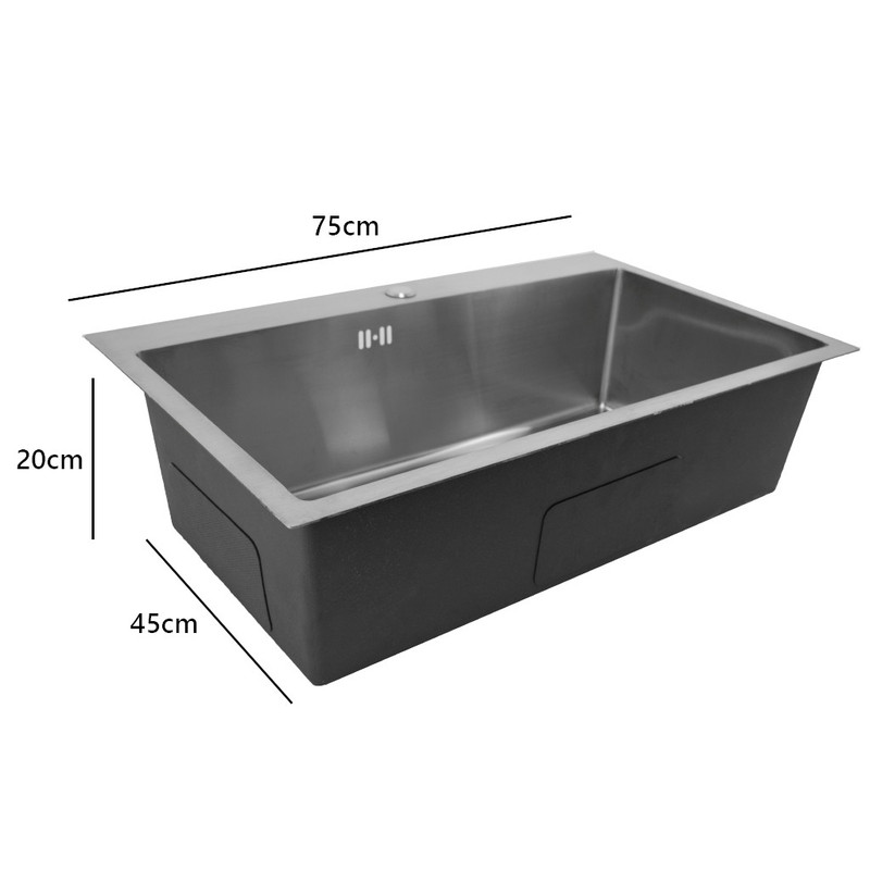 LAVAPLATOS DEKORA 75X45 CM ESPESOR 2MM PLATA EMPOTRAR SOBRE O BAJO CUBIERTA - 4
