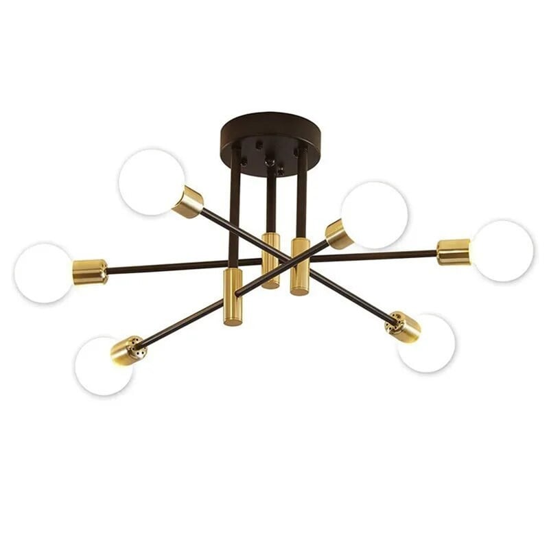LAMPARA APLIQUE TECHO DEKORA MODELO ADALIA DORADA CON NEGRO 6 LUCES - 1