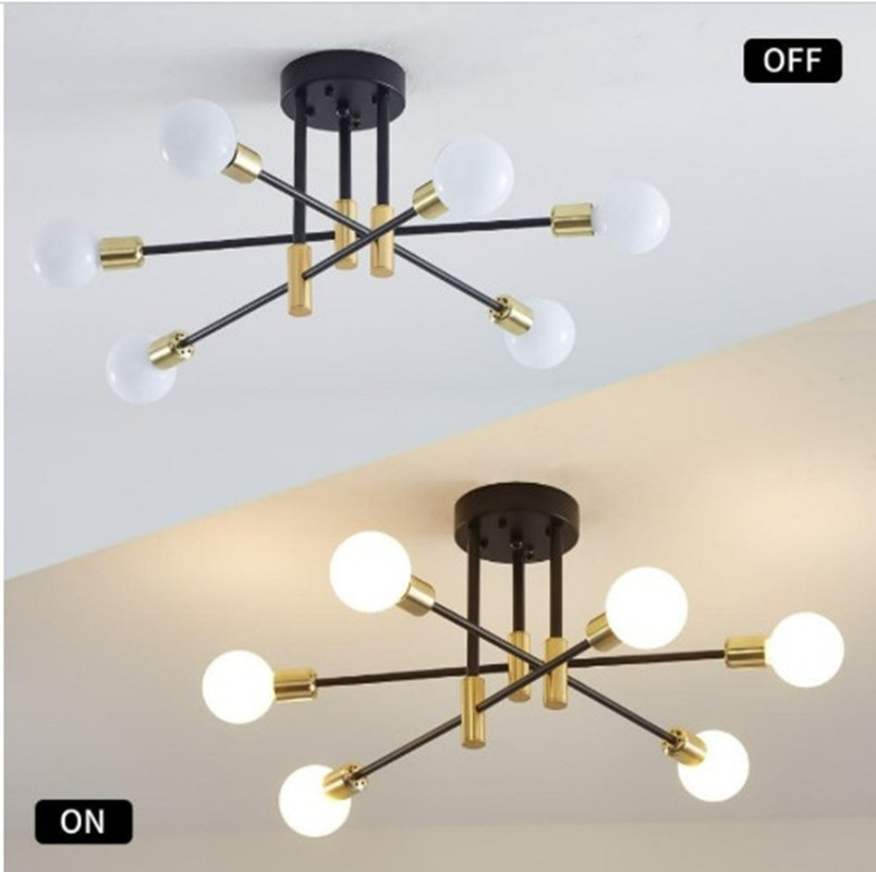 LAMPARA APLIQUE TECHO DEKORA MODELO ADALIA DORADA CON NEGRO 6 LUCES - 4