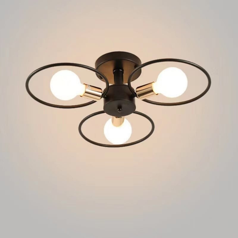 LAMPARA APLIQUE TECHO DEKORA MODELO SENSA MODERNA NEGRO DORADO 3 LUCES - 3