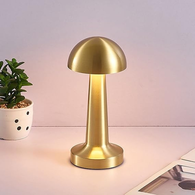 LAMPARA TOUCH DEKORA MODELO HONGO COLOR DORADO RECARGABLE - 6