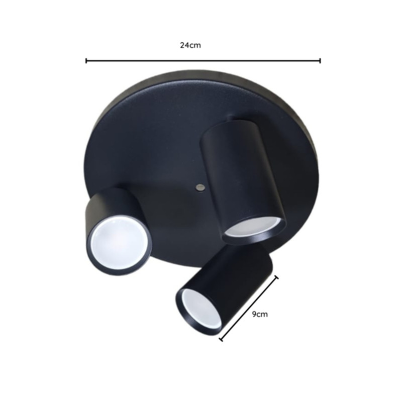 APLIQUE CIRCULAR TRIPLE NEGRO ALTAIR III DEKORA - 6