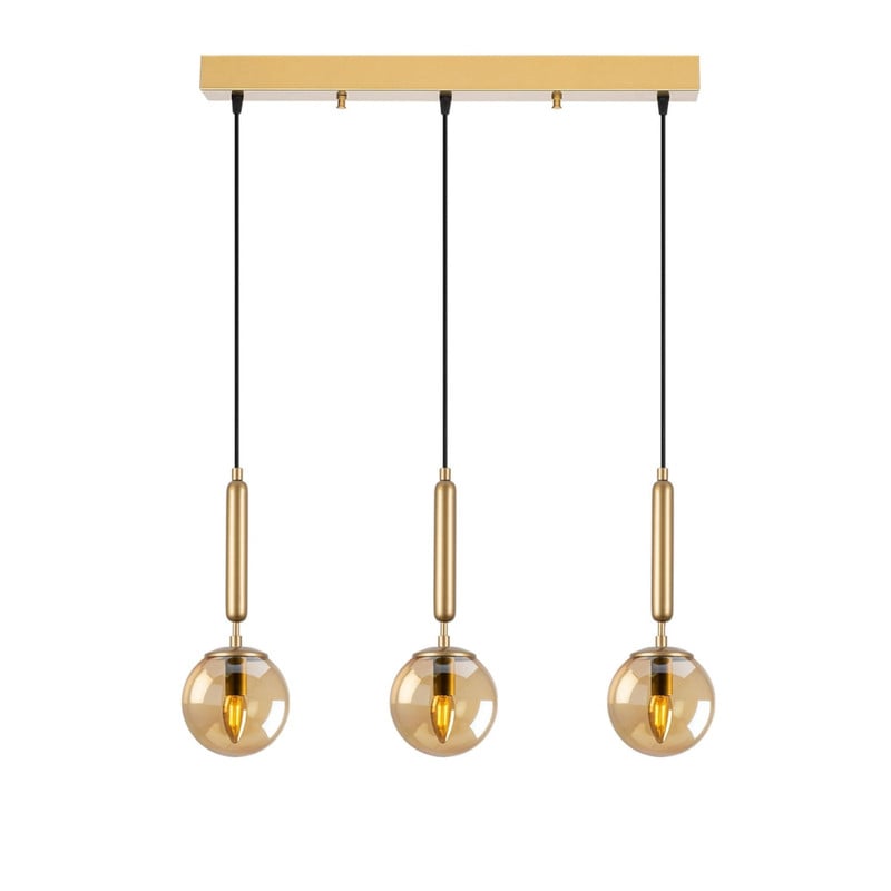 LAMPARA ODELE TRIPLE VIDRIO METAL COLOR DORADO DEKORA DK-18GD - 1