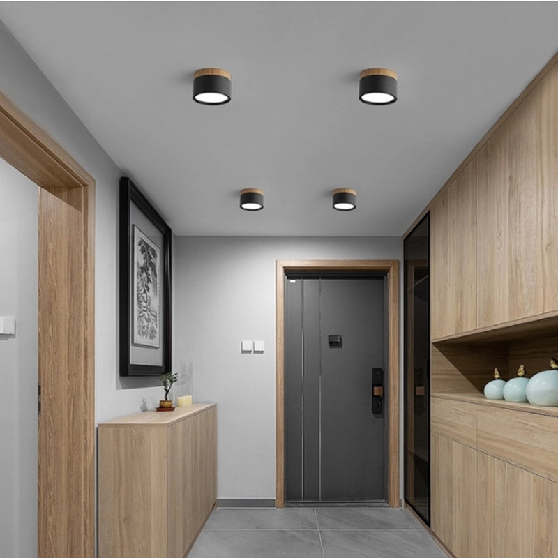 FOCO LED 7 W REDONDO NEGRO / MADERA SOBREPUESTO LUZ FRIA 6000K DEKORA - 2