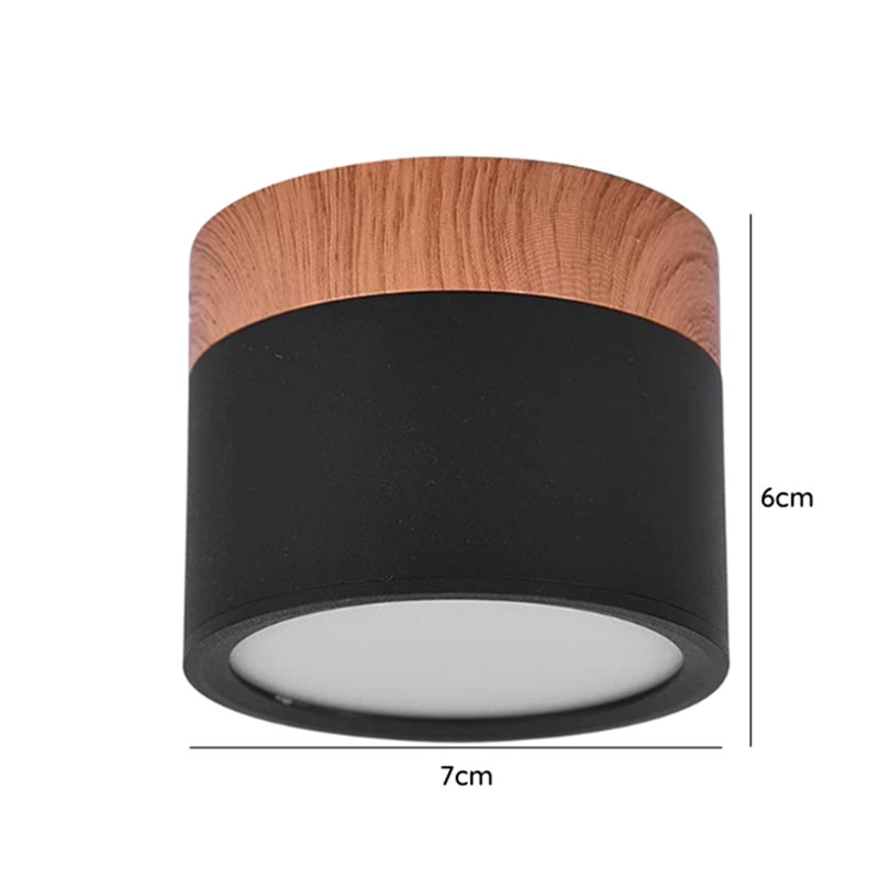 FOCO LED 7 W REDONDO NEGRO / MADERA SOBREPUESTO LUZ FRIA 6000K DEKORA - 4