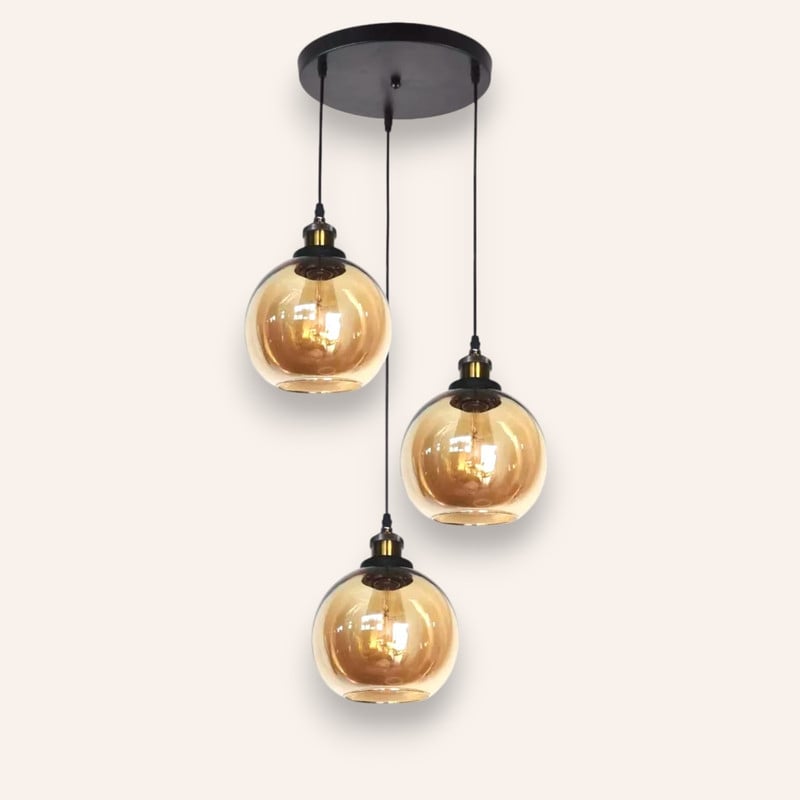 LAMPARA COLGANTE TRIPLE MODELO VENUS VIDRIO DEKORA DK-3193-3 - 2