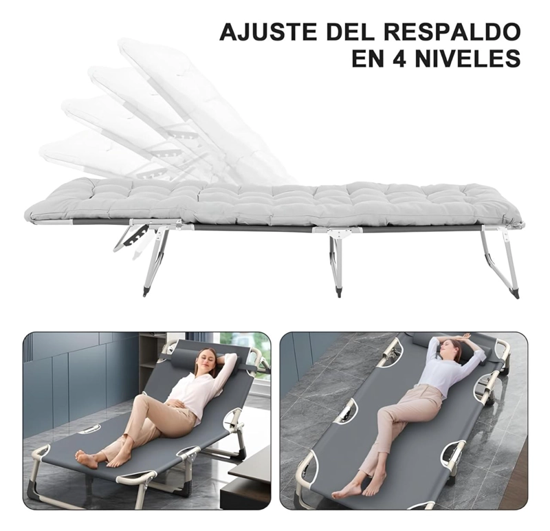 CAMA PORTATIL PREMIUM GRAN TAMAÑO 190X70X29 SILLA DE CAMPING PLEGABLE - 2