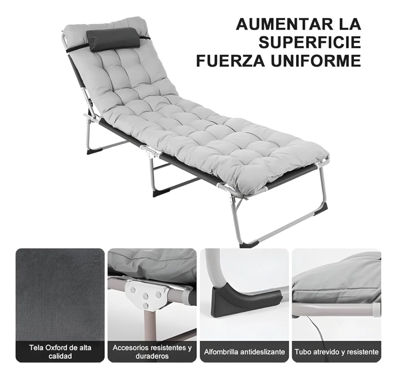 CAMA PORTATIL PREMIUM GRAN TAMAÑO 190X70X29 SILLA DE CAMPING PLEGABLE - 3