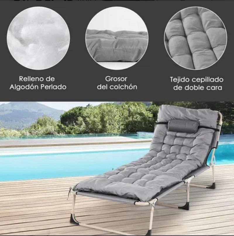 CAMA PORTATIL PREMIUM GRAN TAMAÑO 190X70X29 SILLA DE CAMPING PLEGABLE - 5