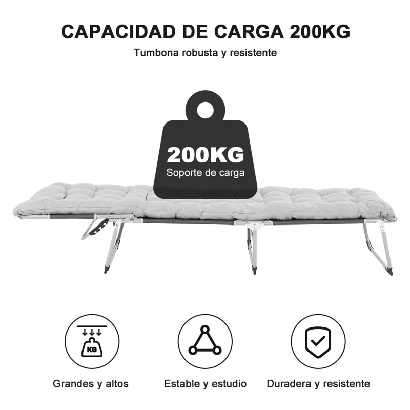 CAMA PORTATIL PREMIUM GRAN TAMAÑO 190X70X29 SILLA DE CAMPING PLEGABLE - 6