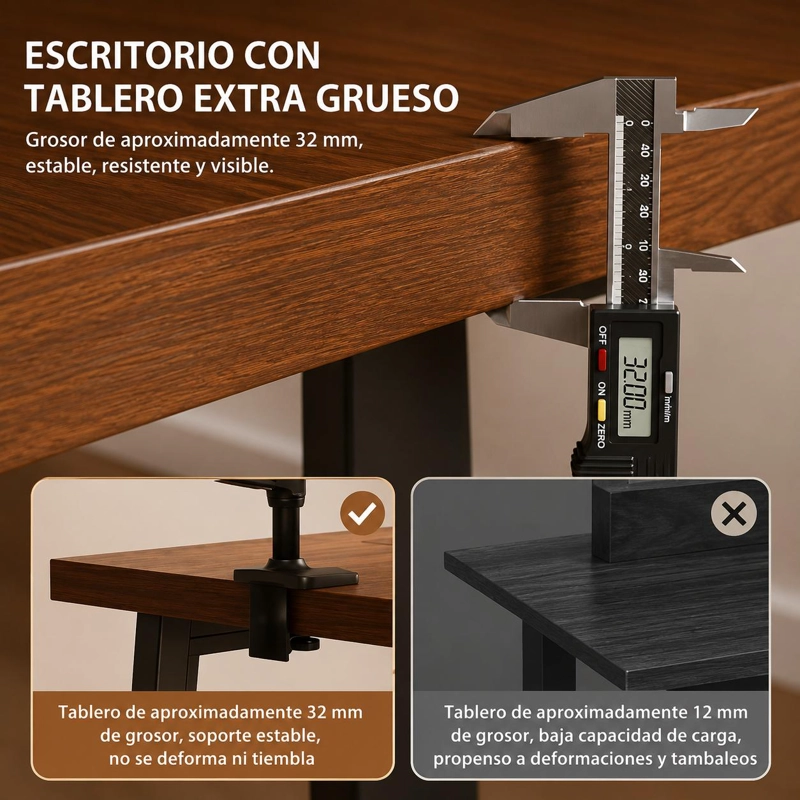 ESCRITORIO GAMER PREMIUM 140X60 CM REFORZADO TABLERO 32 MM ACERO 40X40 HOME OFFICE - 7