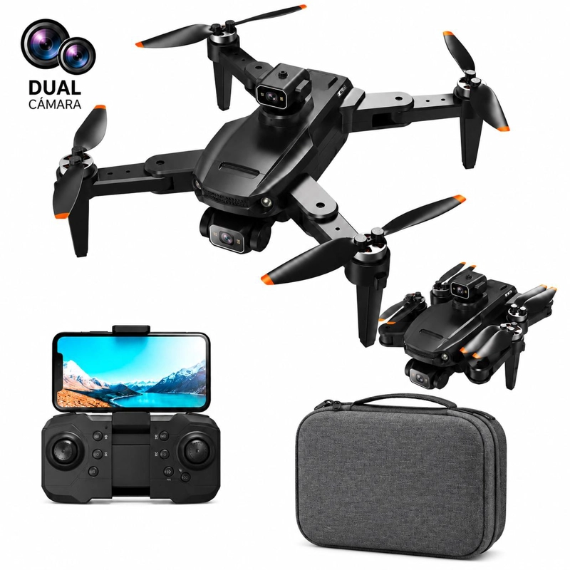 DRON PLEGABLE 4K GPS CON CAMARA DUAL, EVASION 360°, CONTROL Y BOLSO - 1
