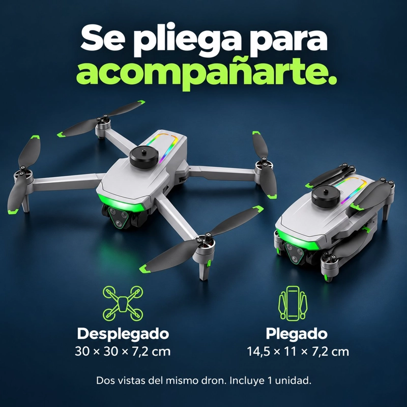 DRON PLEGABLE DIF FP-L990 4K GRIS DOBLE CAMARA PANTALLA 5,5 PULGADAS 2 BATERIAS BRUSHLESS Y ESTUCHE - 6
