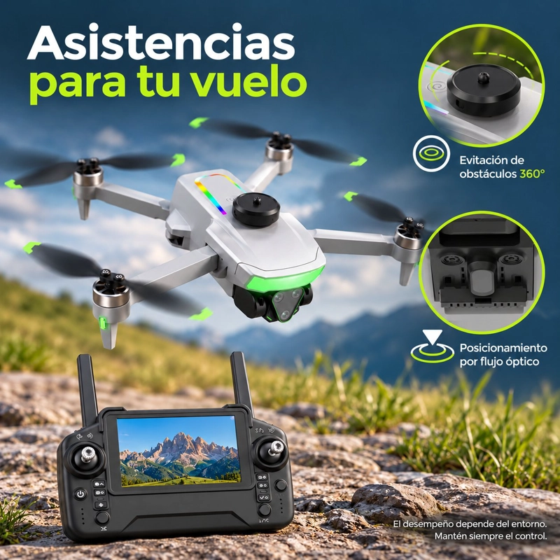 DRON PLEGABLE DIF FP-L990 4K GRIS DOBLE CAMARA PANTALLA 5,5 PULGADAS 2 BATERIAS BRUSHLESS Y ESTUCHE - 7